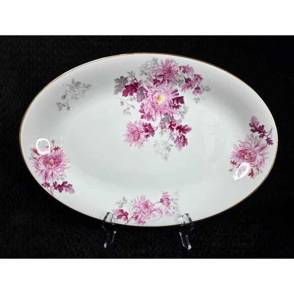 Vintage Noritake Pink Chrysanthemum Gold Trim 4 Pc Serving Set Japan 1950s-1960s - Picture 2 of 16